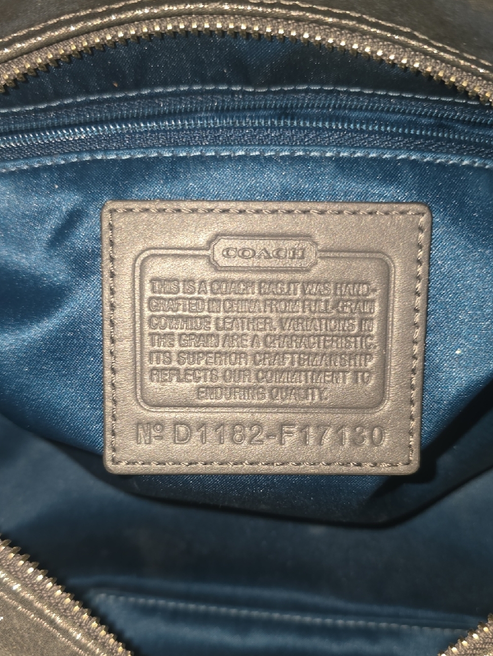 Coach Metallic Black Leather Satchel - Picture 7 of 9